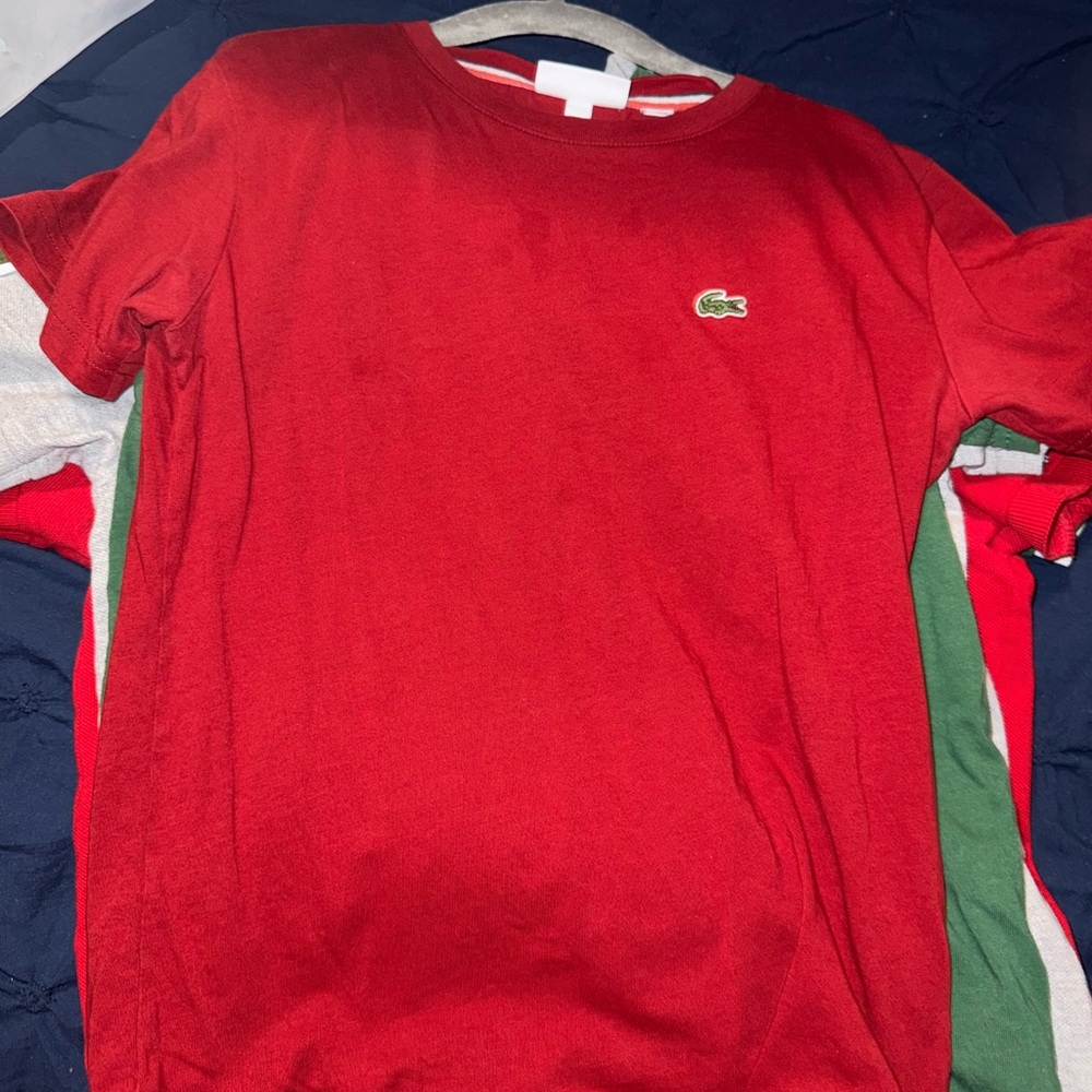 Lacoste Red Short Sleeve Tee Classic Style